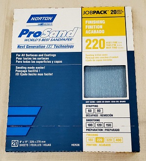 20 pk 9" X 11" 3X SANDPAPER 220 grit